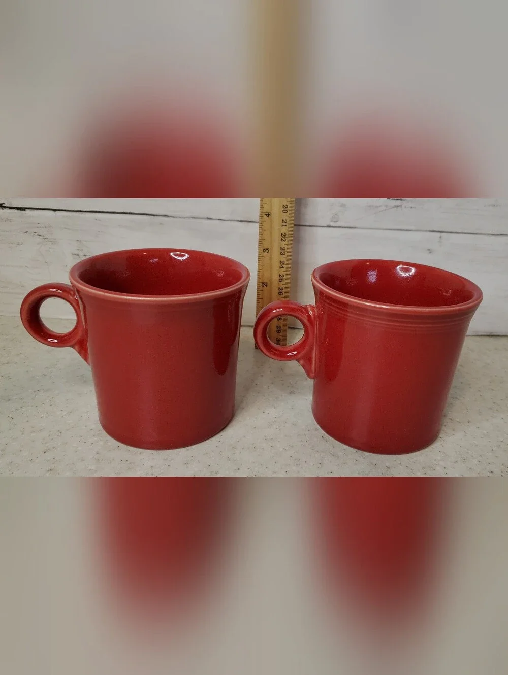 Fiesta Homer Laughlin Scarlet Red Coffee Mugs Set of 2 Ring Handle USA Ceramic